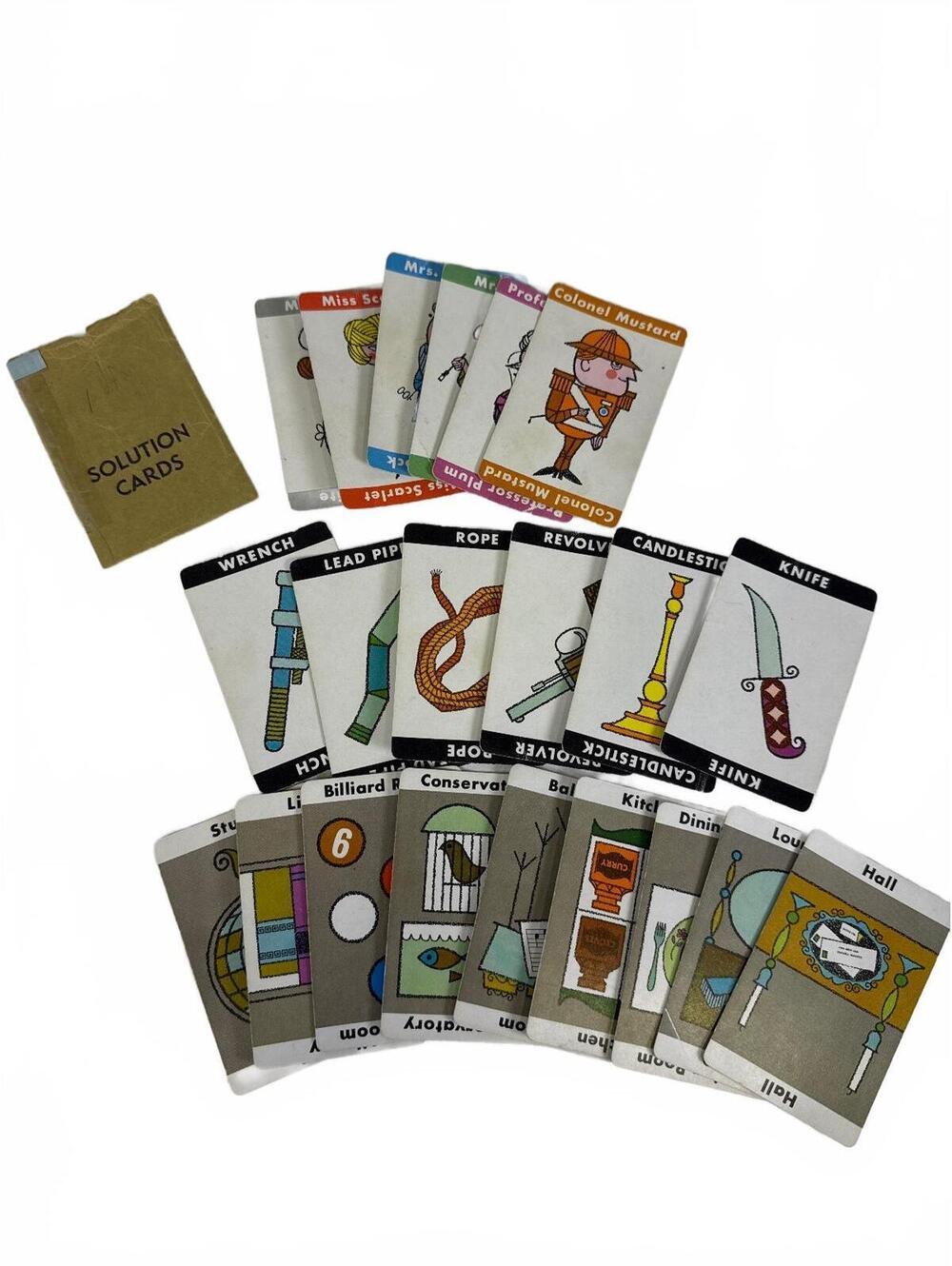 Vintage 1960 Parker Brothers Clue Replacement Parts - Cards